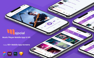 Mojocial - Kit dell&amp;#39;interfaccia utente dell&amp;#39;app mobile per lettore musicale