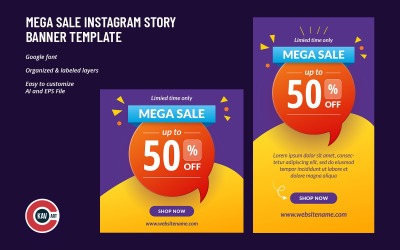 Sjabloon voor spandoek Mega Sale Instagram-verhaal