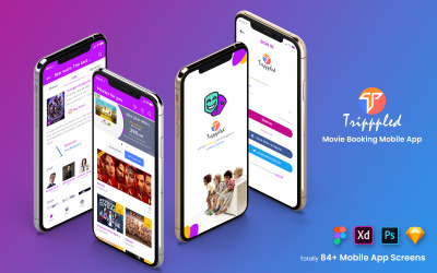 Trippled - Zestaw UI aplikacji mobilnej do rezerwacji filmów