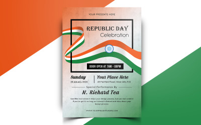 Modèle de Flyer de médias sociaux de la fête de la République indienne