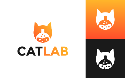 Kedi Laboratuvarı Logo Tasarım Şablonu