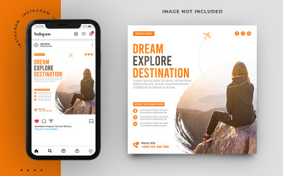 Modello Instagram di banner per post sui social media di viaggio e tour