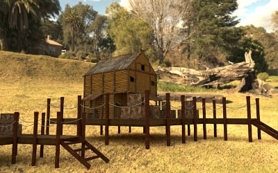 Modulární středověká vesnice - 3D model připravený na hru