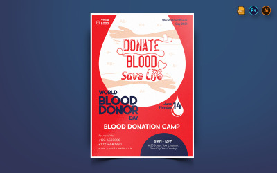 Dünya Kan Bağışçısı Günü El İlanı Baskısı ve Sosyal Medya Şablonu