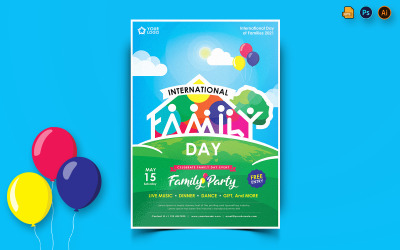 国际家庭日传单打印和社交媒体模板