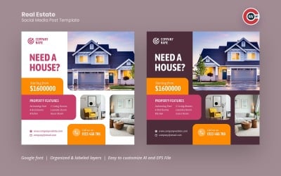 House Rent Or Sale Social Media Post Template