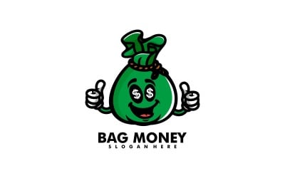 Logotipo de la historieta de la mascota del dinero de la bolsa