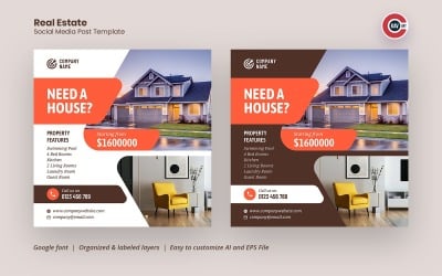 Property for sale or rent social media post template