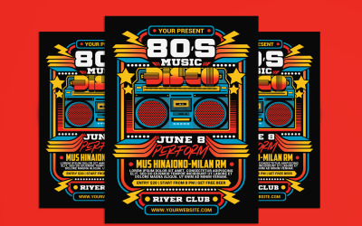 80&#039;s Retro Disco Party Flyer