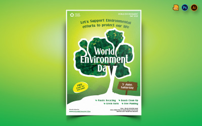 世界环境日传单打印和社交媒体模板