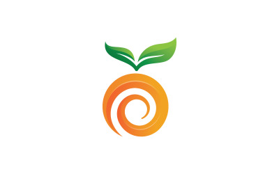 Symbole vectoriel de logo de fruits frais orange V1