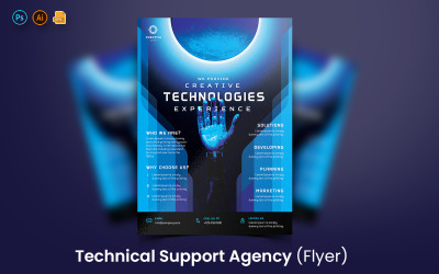Flyer d&amp;#39;assistance technologique et modèle de médias sociaux