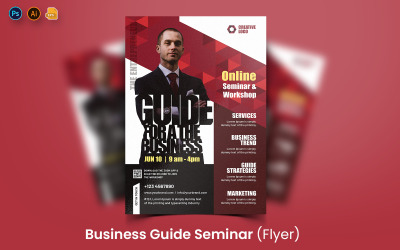 Plantilla de impresión de volante de seminario de guía de negocios y plantilla de redes sociales