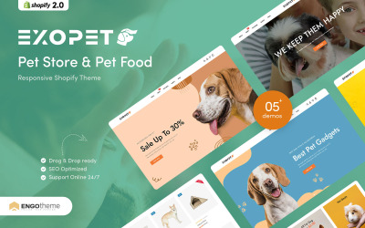 Exopet - Адаптивная Shopify тема для зоомагазина и корма для домашних животных