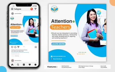 Modello di post sui social media di educazione creativa PSD premium