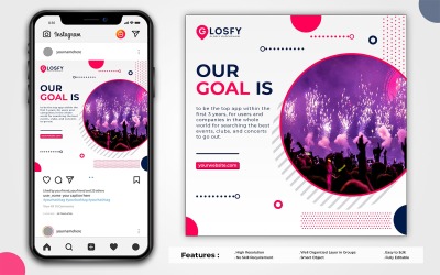 Modello di social media moderno minimale alla moda e post di Instagram PSD Premium