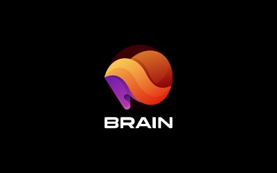 Diseño de logotipo colorido degradado de cerebro