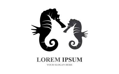 Diseño de plantilla vectorial de logotipo y símbolo de caballitos de mar V17