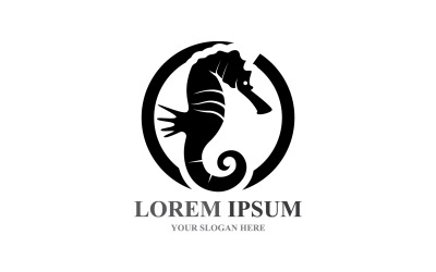 Diseño de plantilla vectorial de logotipo y símbolo de caballitos de mar V9