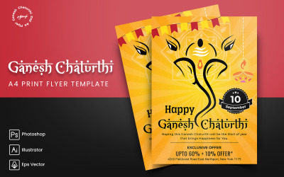 Ganesh Chaturthi stampa volantino e modello di social media