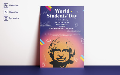 Impressão de Folheto do Dia Mundial do Estudante e Modelo de Mídia Social
