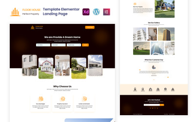 Maison d'étage - Modèle d'élément de services de revêtement de sol