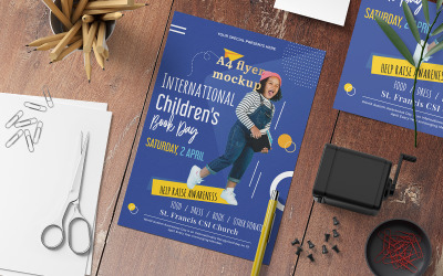 Mezinárodní den dětské knihy leták tisk a šablona sociálních médií