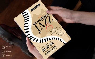 Modèle de flyer et de médias sociaux pour la Journée internationale du jazz