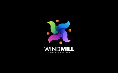 Modèle de logo coloré dégradé de moulin à vent