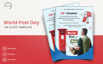 世界邮政日传单打印和社交媒体模板