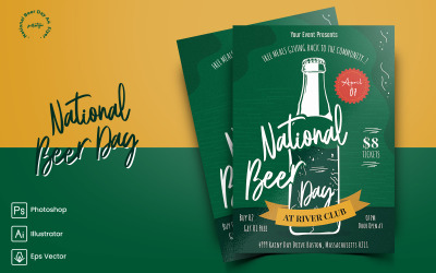 Sjabloon voor nationale bierdag Flyer en sociale media