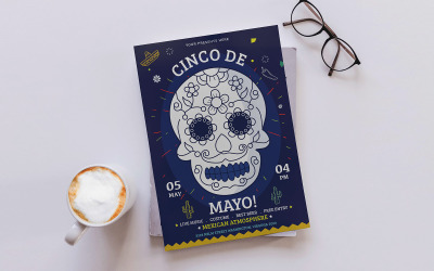 Stampa volantino Cinco de Mayo e modello di social media