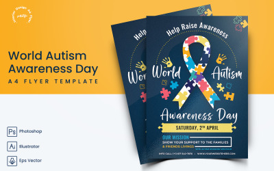 Světový den povědomí o autismu Flyer tisk a šablona sociálních médií