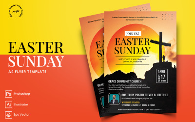 Velikonoční neděle Flyer tisk a šablona sociálních médií