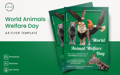 World Animal Welfare Day Flyer Print och Social Media Mall