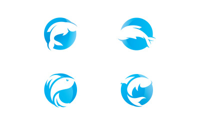 Balık Logo Simge Tasarım Vektör V10