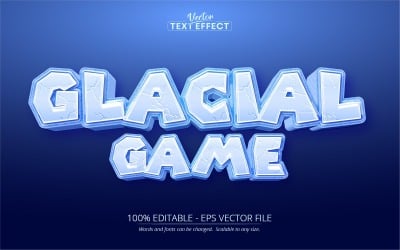 Glacial Game - редактируемый текстовый эффект, стиль текста Ice Cartoon, графическая иллюстрация