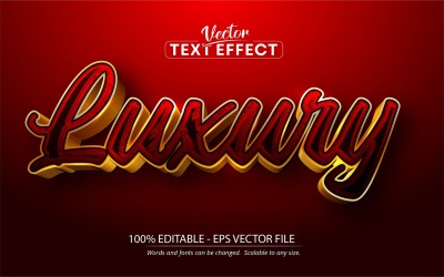 Lyx - redigerbar texteffekt, glänsande guld och röd textstil, grafikillustration
