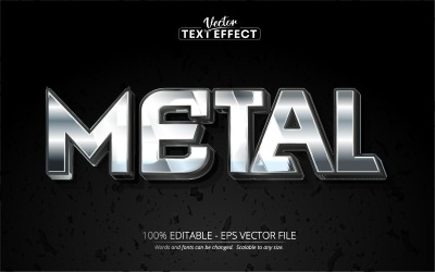 Metall - redigerbar texteffekt, glänsande metallisk och silvertextstil, grafikillustration