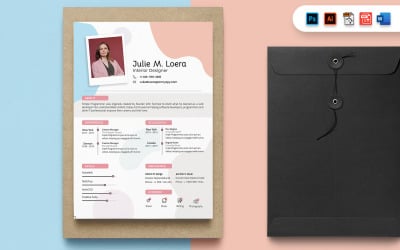 Modèle d&amp;#39;impression A4 de CV de designer d&amp;#39;intérieur créatif