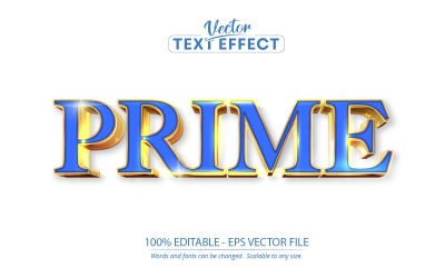 Prime - Bearbeitbarer Texteffekt, glänzender goldener und blauer Textstil, Grafikillustration