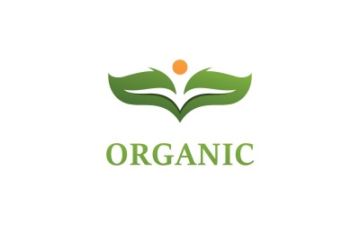Símbolo de vector de logotipo orgánico de hoja verde V1