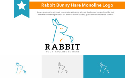 Elegant konijn Bunny Haas Monoline eenvoudig logo