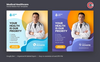 Modelo de Banner de Mídia Social Médica