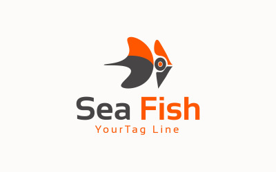 Plantilla de logotipos de pescado de mar blanco