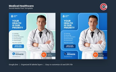 Banner di social media per l&amp;#39;assistenza sanitaria