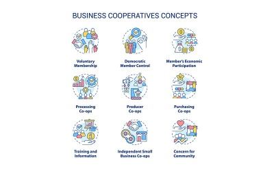 Business-Genossenschaften-Konzept-Icons gesetzt