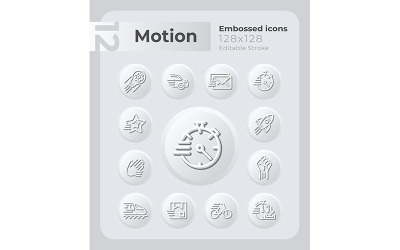 Conjunto de iconos en relieve de movimiento