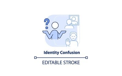 Icona di concetto azzurro di confusione di identità
