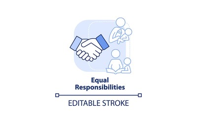 Igualdad de responsabilidades Icono de concepto azul claro